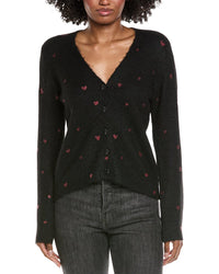 Cece Foil Heart Wool-Blend Cardigan