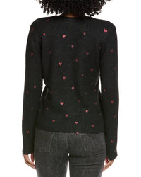 Cece Foil Heart Wool-Blend Cardigan