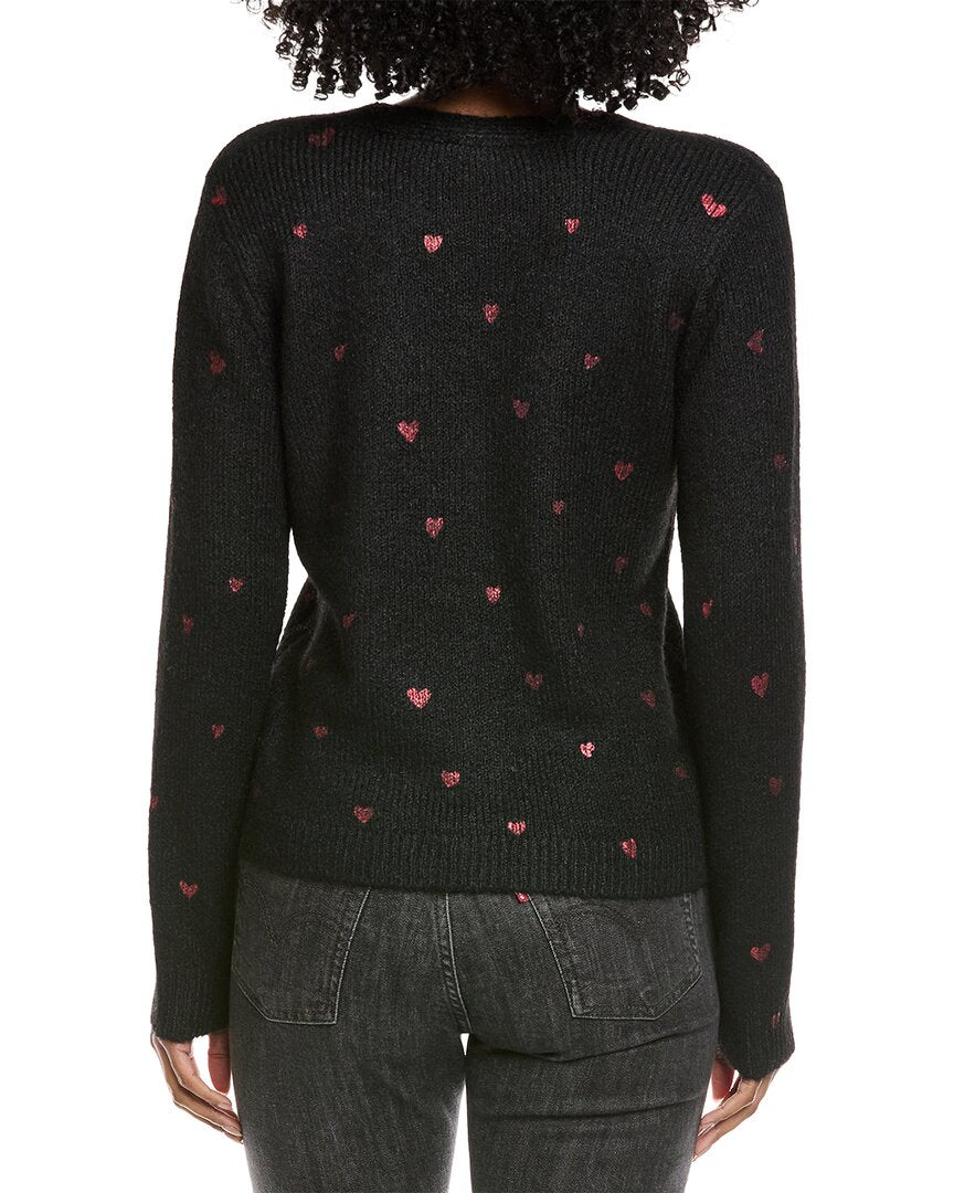 Cece Foil Heart Wool-Blend Cardigan