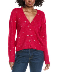 Cece Foil Heart Wool-Blend Cardigan