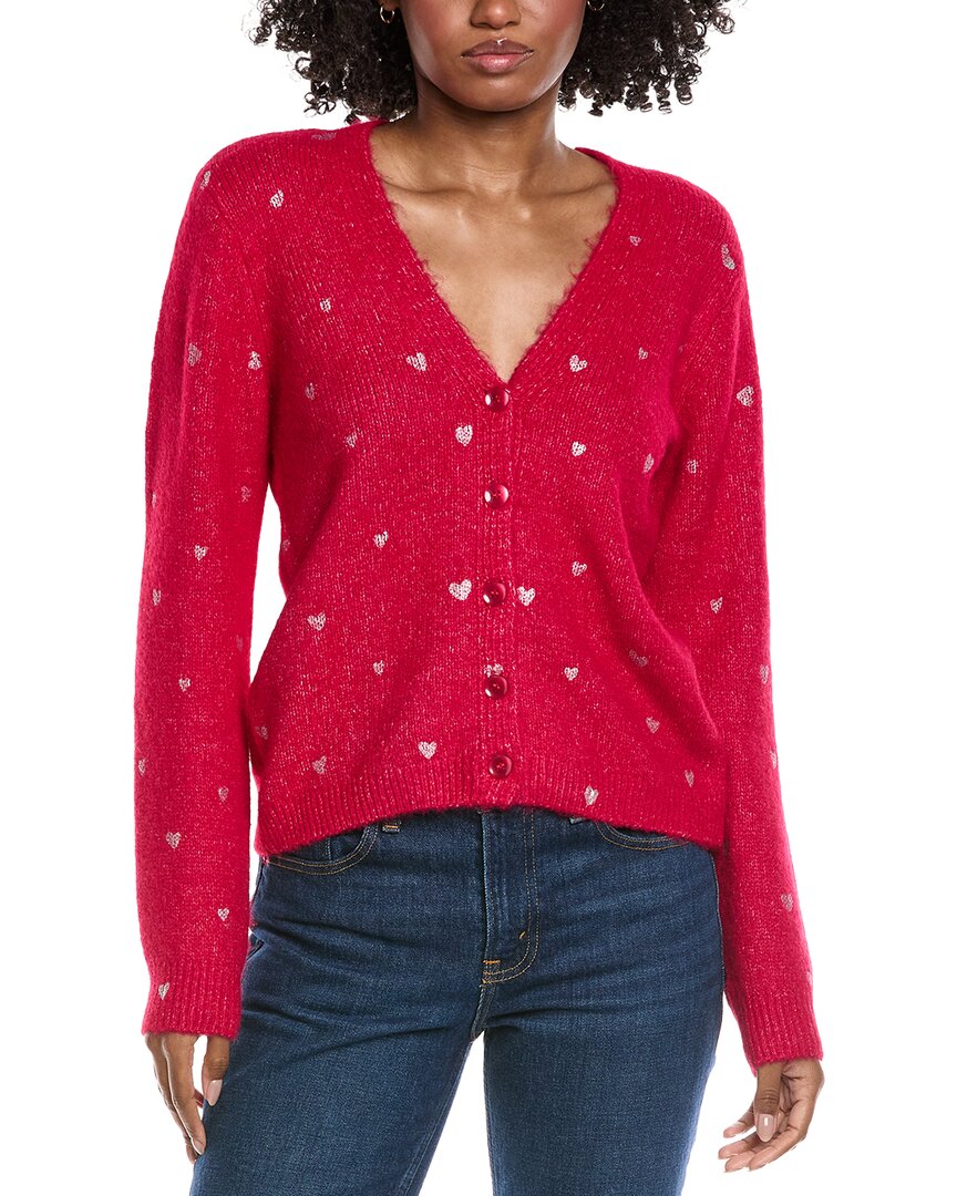 Cece Foil Heart Wool-Blend Cardigan