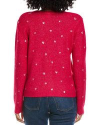 Cece Foil Heart Wool-Blend Cardigan