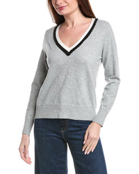 Cece Deep V Contrast Trim Sweater