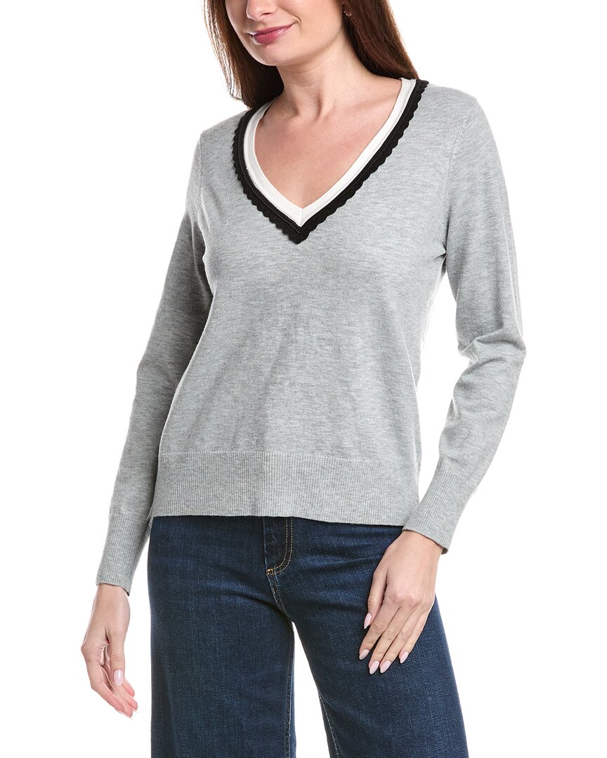 Cece Deep V Contrast Trim Sweater
