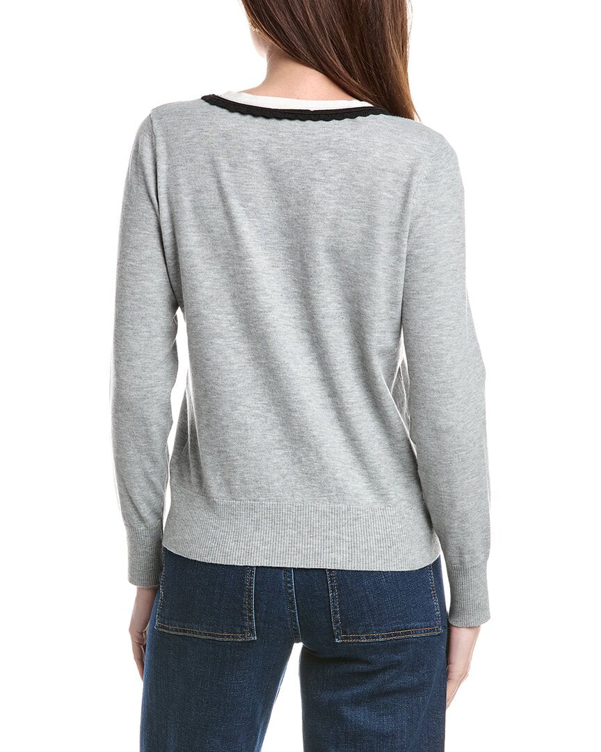 Cece Deep V Contrast Trim Sweater