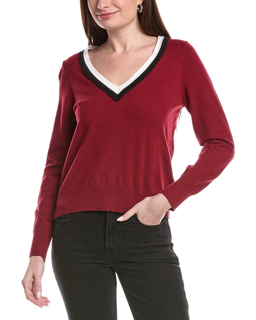 Cece Deep V Contrast Trim Sweater