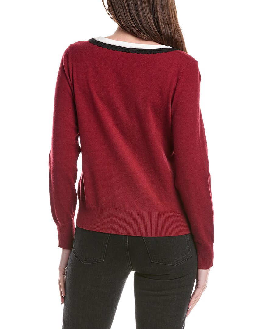Cece Deep V Contrast Trim Sweater