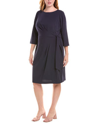 Tahari Asl Plus Tie Waist Crepe Mini Dress