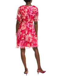 Tahari Asl Tiered Chiffon Mini Dress