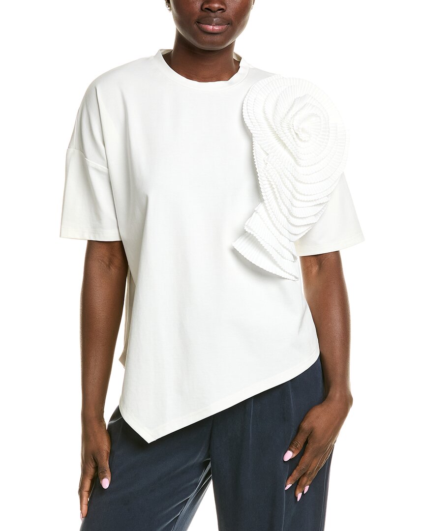 Gracia Womens Flower T-Shirt, M, White