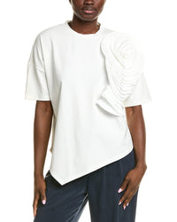 Gracia Womens Flower T-Shirt, S, White