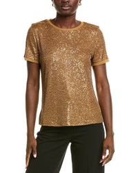 Anne Klein Banded T-Shirt Brown Multi