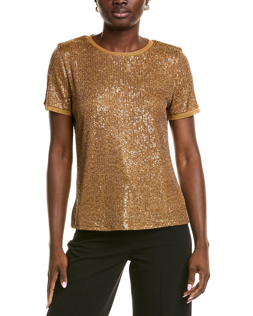 Anne Klein Banded T-Shirt Brown Multi