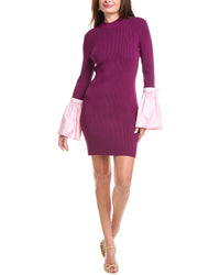 Simkhai Agathea Bell-Sleeve Knit Combo Mini Dress