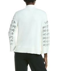Anne Klein Sequin Houndstooth Mock Neck Sweater
