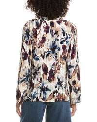 Anne Klein Pleated Tie Neck Blouse