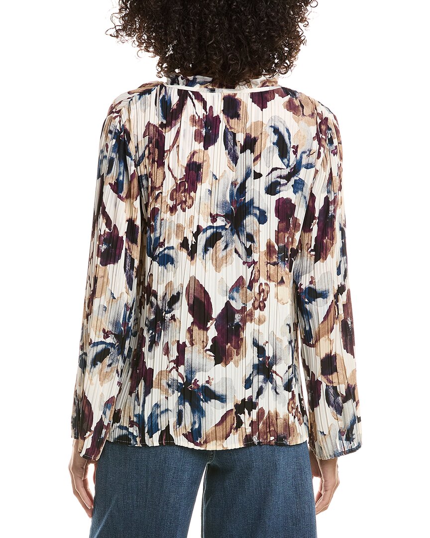 Anne Klein Pleated Tie Neck Blouse