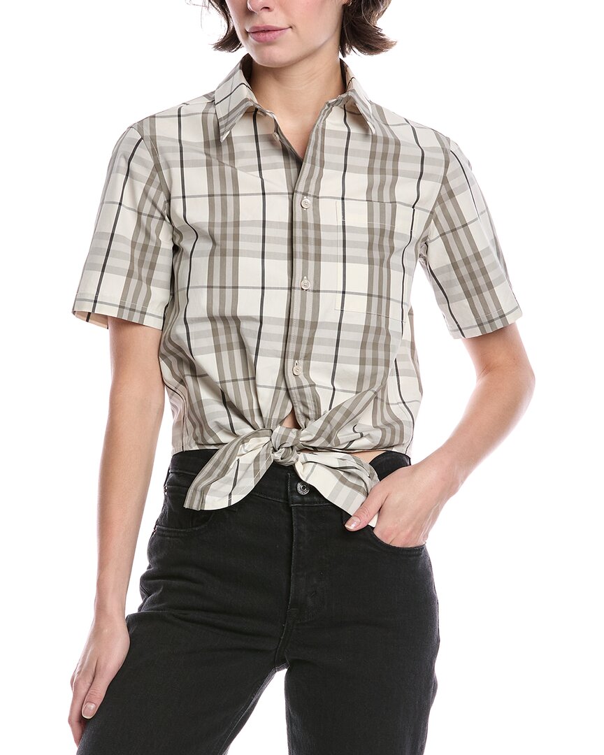 burberry plaid dress shirt Relaxed Fit Check Cotton Flannel Shirt in Sand beige - Men