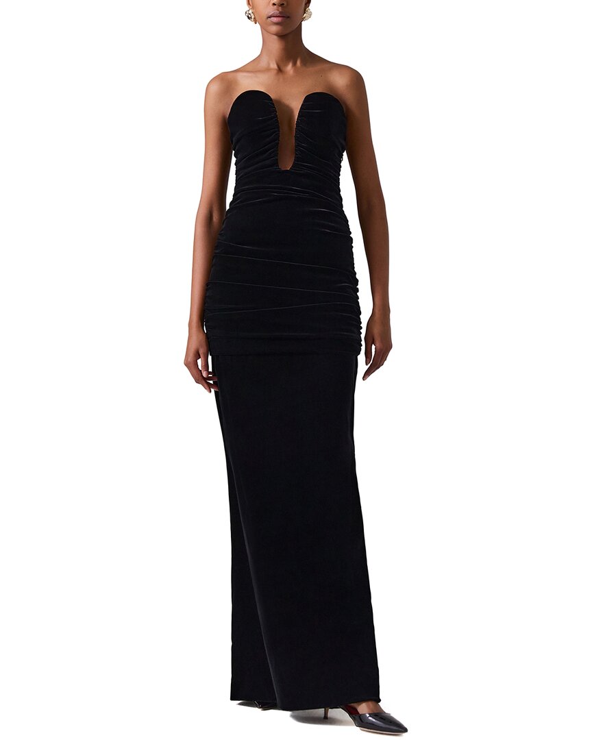 Carolina Herrera Stretch Velvet Strapless Deep U Ruched Gown