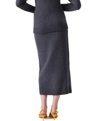 Carolina Herrera Button Front Wool & Cashmere-Blend Midi Skirt