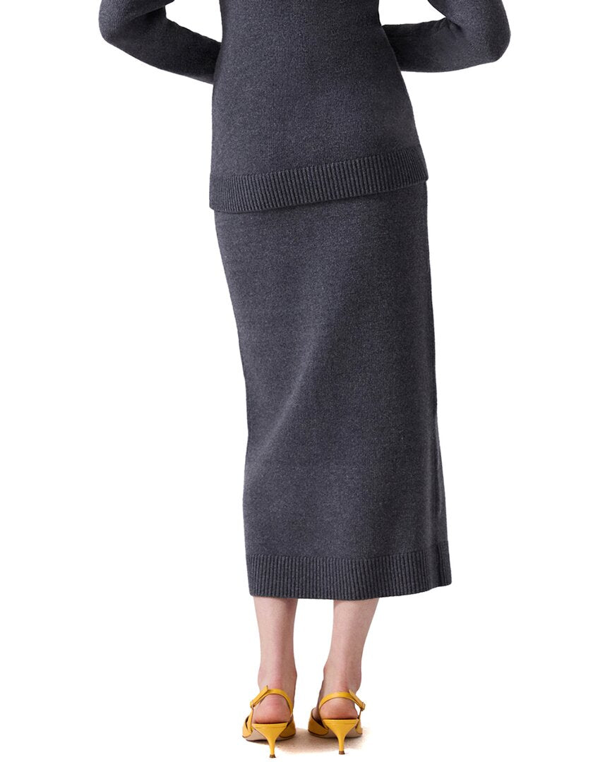 Carolina Herrera Button Front Wool & Cashmere-Blend Midi Skirt