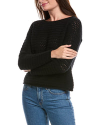 The Cashmere Project Boat Neck Pointelle Cashmere Sweater
