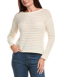 The Cashmere Project Boat Neck Pointelle Cashmere Sweater