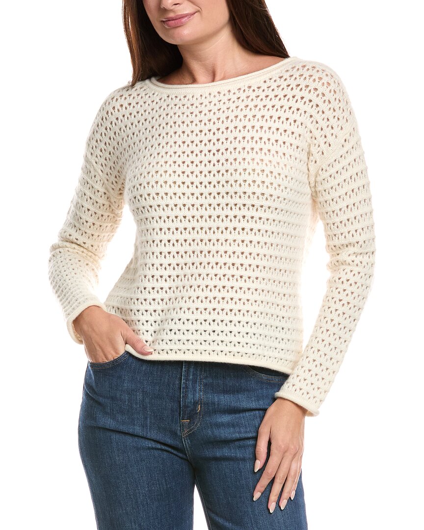 The Cashmere Project Boat Neck Pointelle Cashmere Sweater