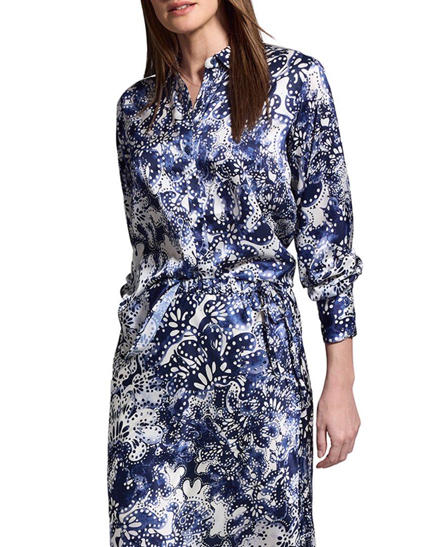 Nic+Zoe Twilight Blooms Stretch Silk-Blend Shirt