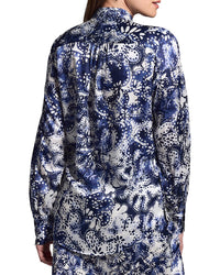 Nic+Zoe Twilight Blooms Stretch Silk-Blend Shirt