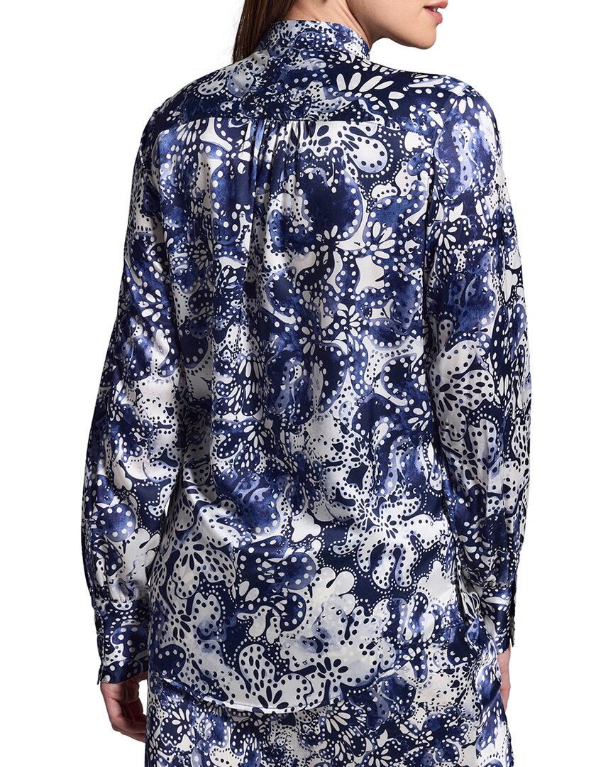Nic+Zoe Twilight Blooms Stretch Silk-Blend Shirt