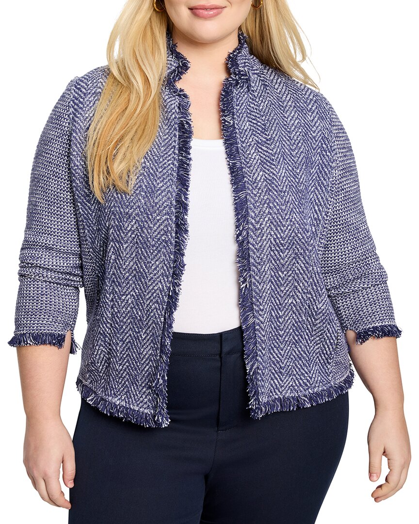 Nic+Zoe Plus Notch Collar Fringe Mix Knit Jacket