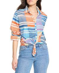 Nic+Zoe Petite Sunset Stripe Boyfriend Shirt