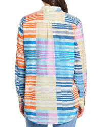 Nic+Zoe Petite Sunset Stripe Boyfriend Shirt