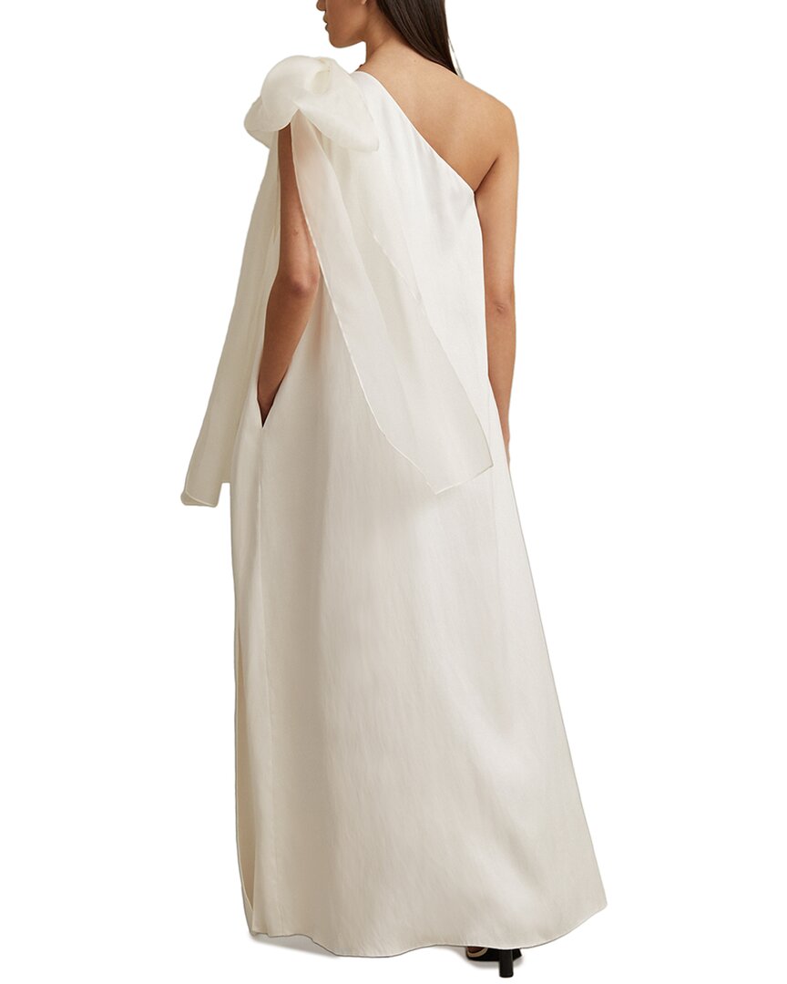 Reiss Athena Linen-Blend Bow One Shoulder Maxi Dress