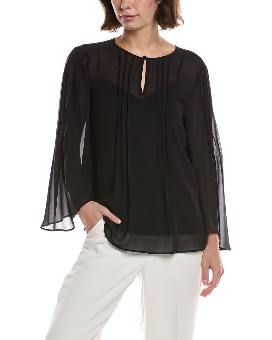 Anne Klein Flutter Sleeve Pleated Blouse
