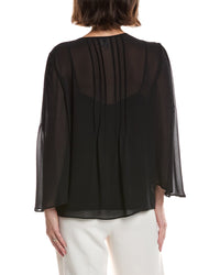 Anne Klein Flutter Sleeve Pleated Blouse