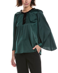 Anne Klein Slit Front Flutter Sleeve Top