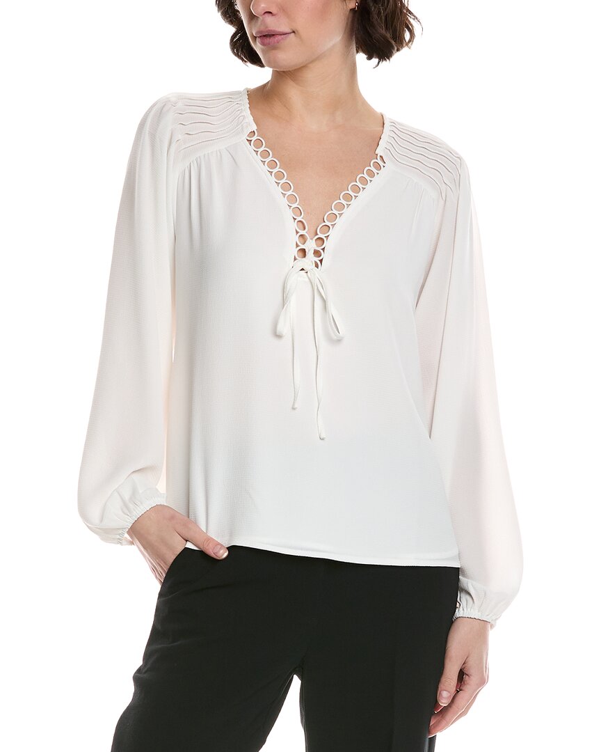 Cece V-Neck Pintuck Blouse