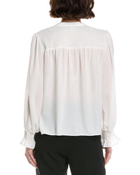 Cece Half Placket Smocked Top