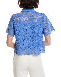 Cece Patch Pocket Button-Down Lace Top