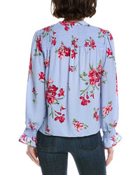 Cece Half Placket Smocked Top