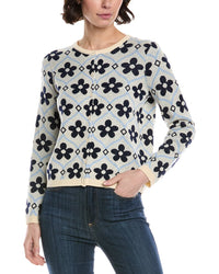 Cece Floral Jacquard Wool-Blend Cardigan