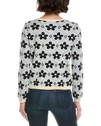 Cece Floral Jacquard Wool-Blend Cardigan
