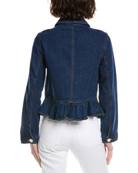 Cece Collared Peplum Denim Jacket