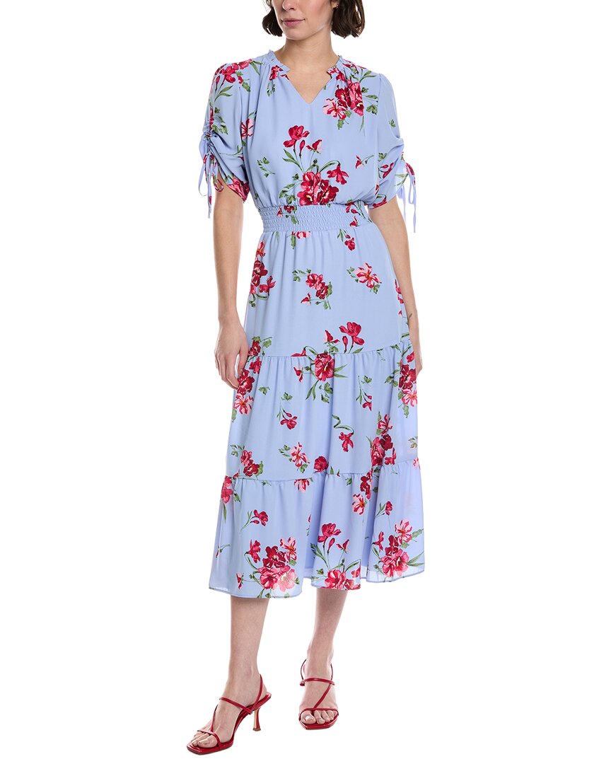 Cece Ruched Smocked Waist Tiered Midi Dress