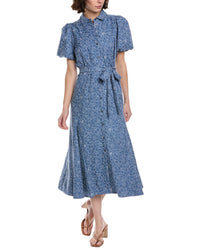 Cece Daisy Chambray Button Front Maxi Dress