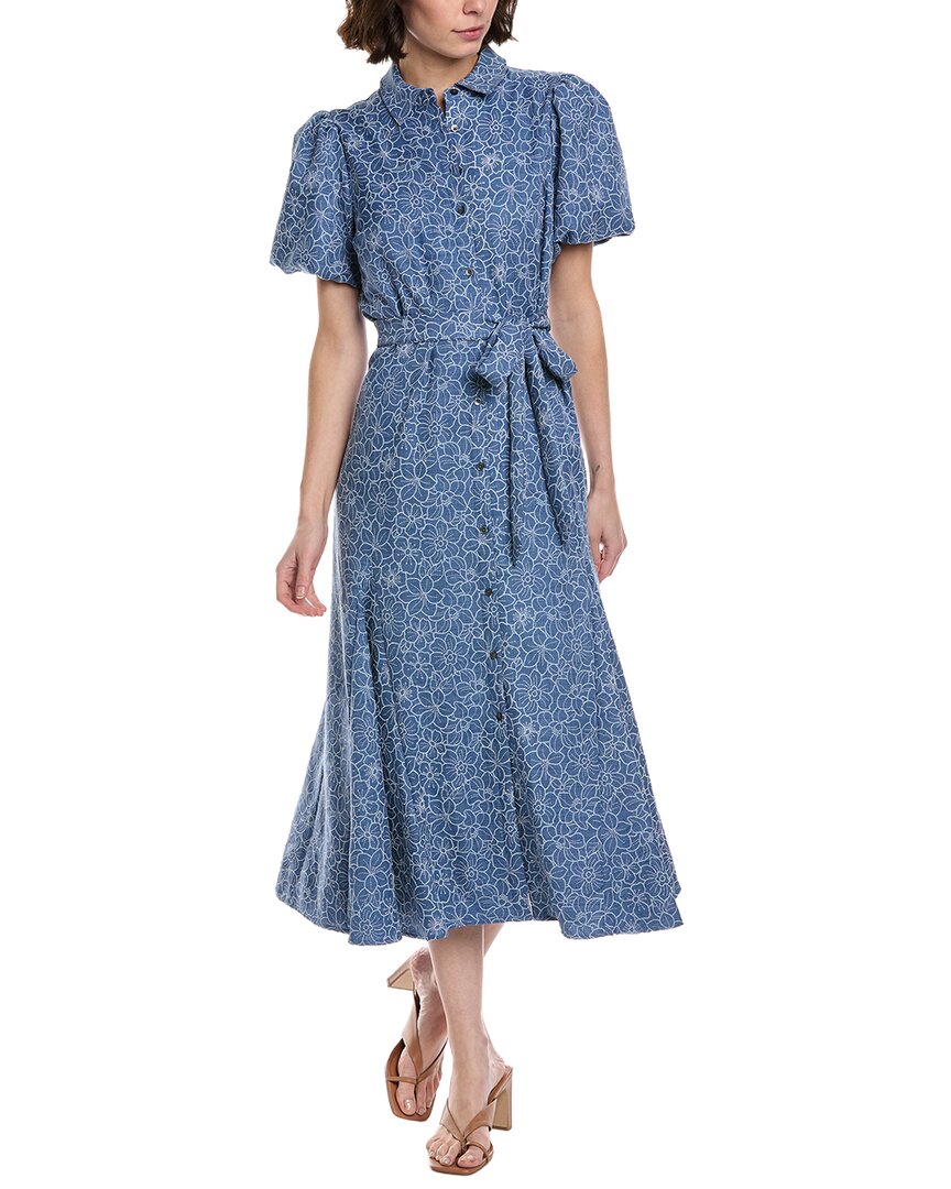 Cece Daisy Chambray Button Front Maxi Dress