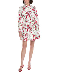 Cece Collared Button-Down Ruffle Hem Mini Dress