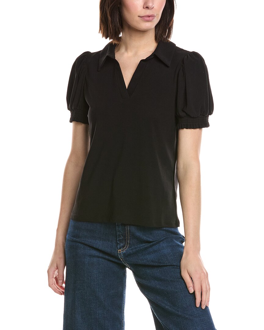 Cece Split Neck Collared Top